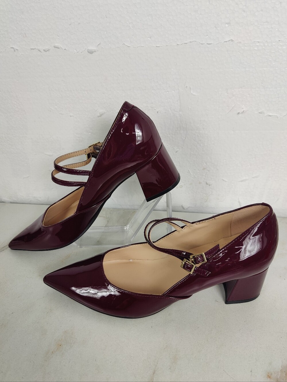 Bandolino Smith Pointed Toe Mary Jane Pump, Burgundy, Sz 7.5